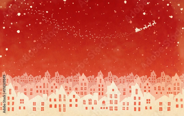 Obraz クリスマスの雪景色シルエット