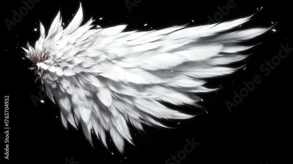 Obraz Angel wing illustration on a black background with sparkles