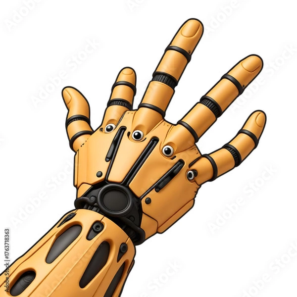 Obraz Robotic hand with articulated fingers isolated on transparent background