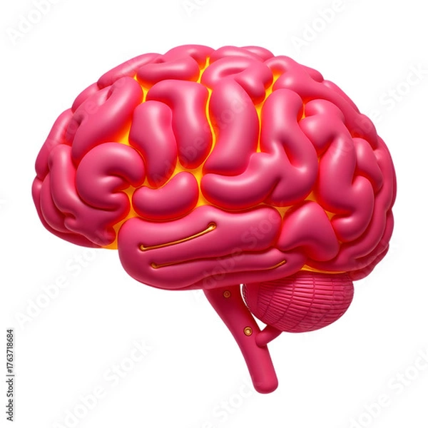 Obraz Pink human brain model isolated on transparent background