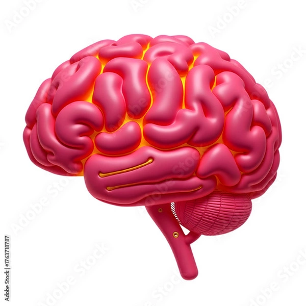 Obraz Pink anatomical brain model isolated on transparent background