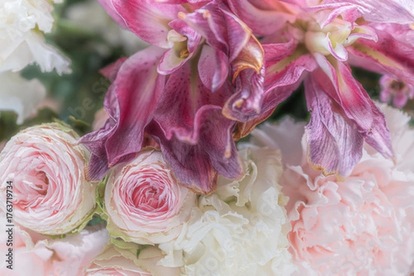 Fototapeta Abstract background of elegant roses. Floral arrangements for special occasions.