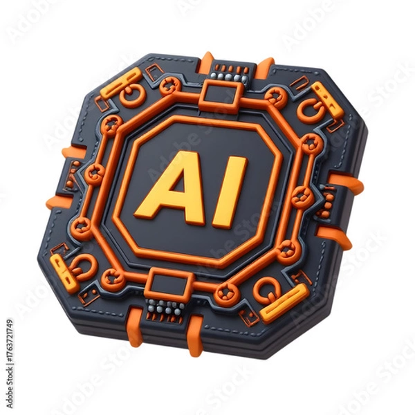 Obraz Futuristic ai technology emblem isolated on transparent background