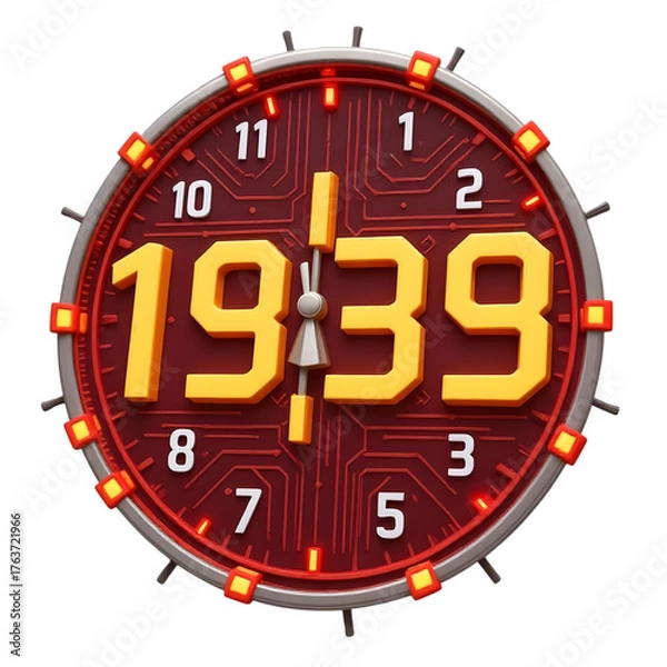 Obraz Digital clock face with glowing numbers isolated on transparent background