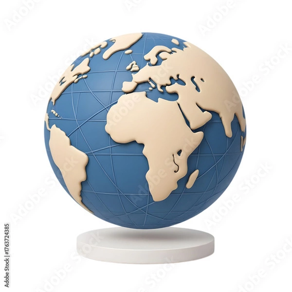 Obraz Globe of earth showing continents and oceans isolated on transparent background