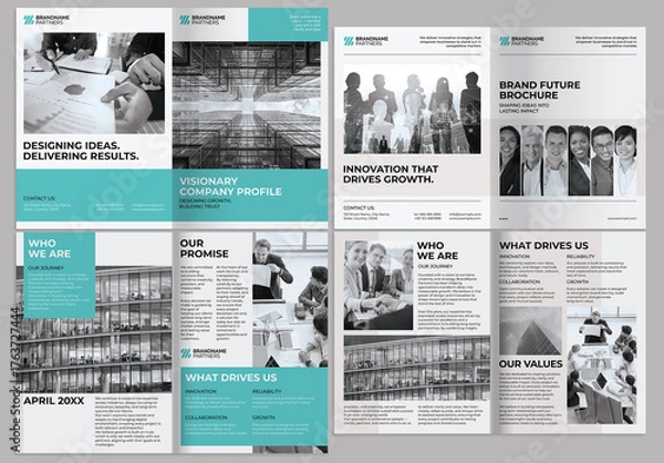 Fototapeta Clean Minimal Bi-Fold Brochure Layout Set