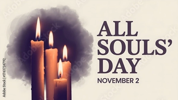 Obraz Remembering loved ones on all souls day with lit candles and a somber reflective atmosphere
