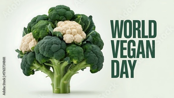 Obraz Celebrating world vegan day with a vibrant bouquet of fresh broccoli and cauliflower symbolizing healthy plant based eating