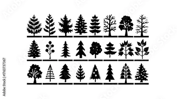 Obraz trees, tree, symbol, leaf, christmas, vector, forest,icons