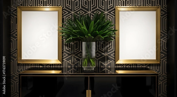 Obraz Modern art deco interior design with gold Mockup frames