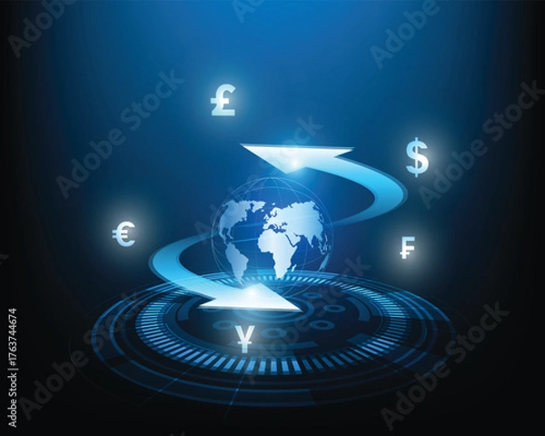 Obraz Financial analysis  money transfer  global currency exchange