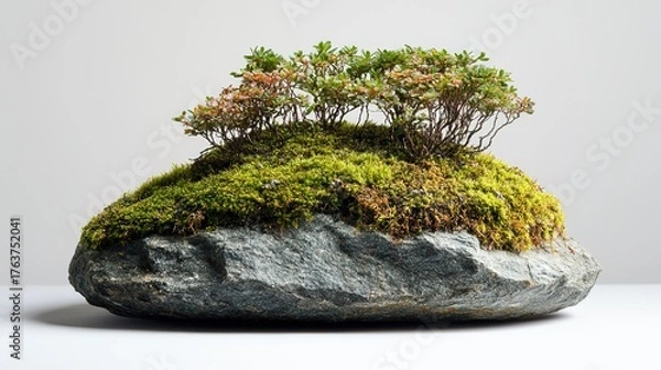 Fototapeta Miniature Bonsai - Small Plants and Moss on Rock