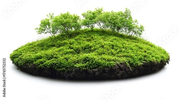 Fototapeta Stone Wall with Moss and Sprouting Green Plants in Natural Landscape