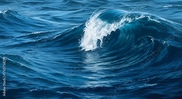 Obraz Ocean Waves Rolling in Deep Blue Sea with White Foam in Natural Light