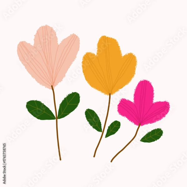 Obraz Hand drawn illustration vector chalk flower