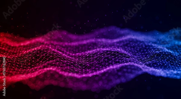Obraz Abstract Digital Waveform with Vibrant Pink Purple Blue Colors on Transparent Background