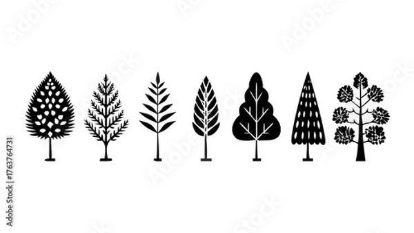 Obraz trees, tree, symbol, leaf, christmas, vector, forest,icons