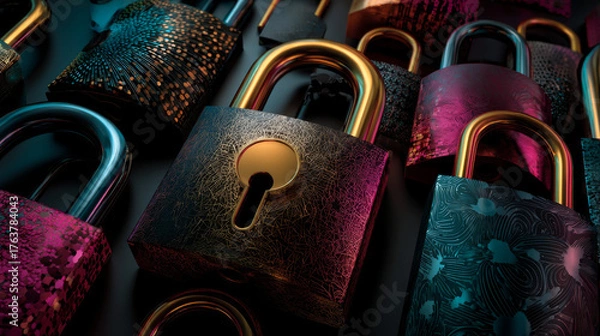 Obraz Password Management and security in isometric illustration