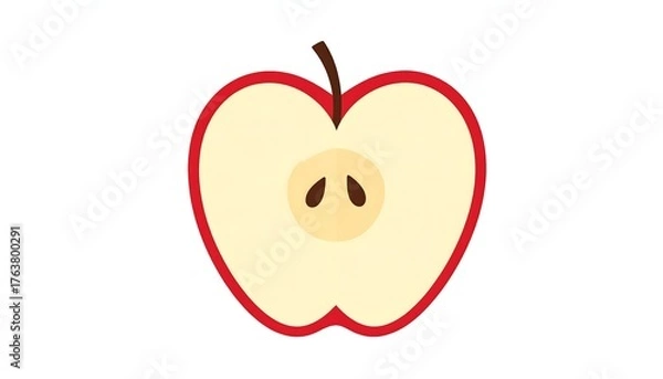 Obraz Cartoon illustration of a sliced apple, showing the fruit's interior