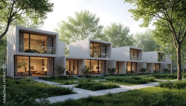 Fototapeta Modern Modular Houses Exterior Design.