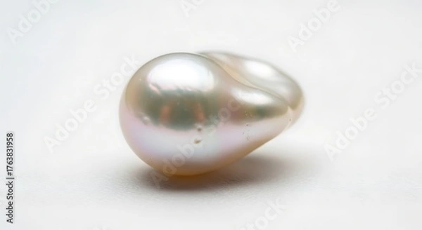 Fototapeta Vector illustration of a single, lustrous baroque pearl with iridescent overtones, isolated on a white background