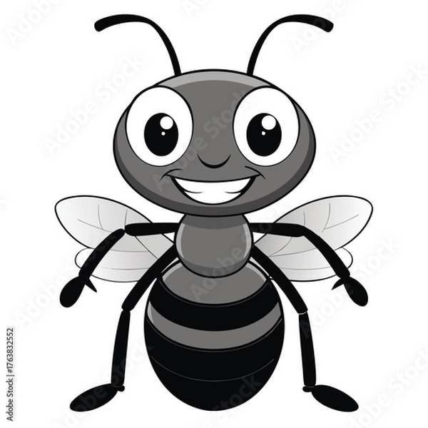 Obraz Black and white cartoon illustration of an animal with bold lines and simple shapes