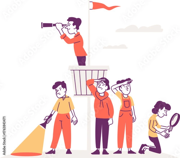 Obraz Team exploring new opportunities and future vision concept.