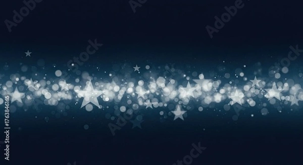 Fototapeta Abstract Blue Background with Sparkling Stars and Bokeh Lights.