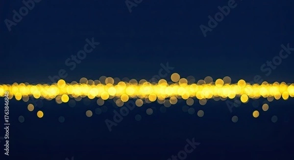 Fototapeta Abstract Golden Bokeh Lights on Dark Blue Background.