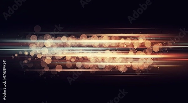 Obraz Abstract Light Streaks and Bokeh Effect on Dark Background.