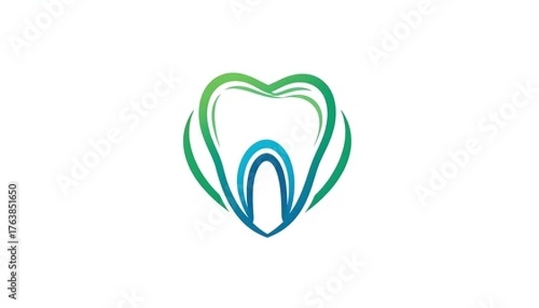 Fototapeta Dental logo featuring a tooth enclosed in a heart-shaped outline