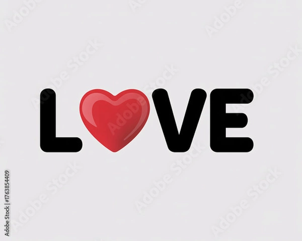 Fototapeta Express your deepest affection with this bold, vibrant 'LOVE' graphic featuring a striking red heart symbol, perfect for any heartfelt message or romantic campaign.