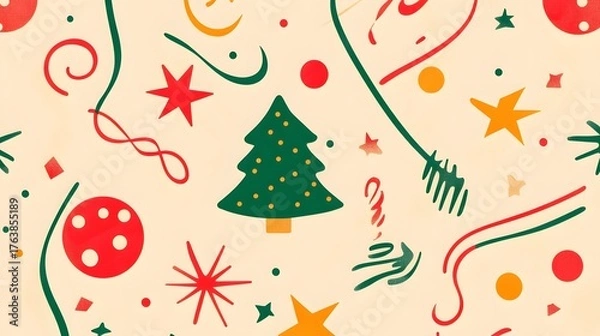 Fototapeta symbol of Christmas repeating line pattern