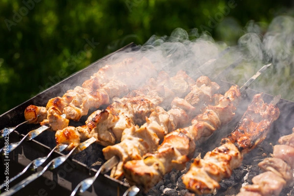 Obraz fried meat in smoke