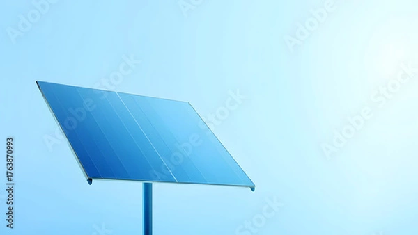 Fototapeta Minimal solar panel icon on a bright background, isolated with right-side copyspace. Represents clean and renewable energy.