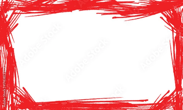 Fototapeta Red textured frame isolated on transparent background