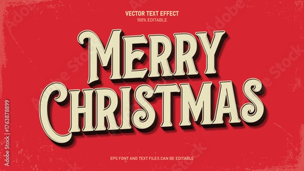 Fototapeta Merry christmas 3d text style editable text effect