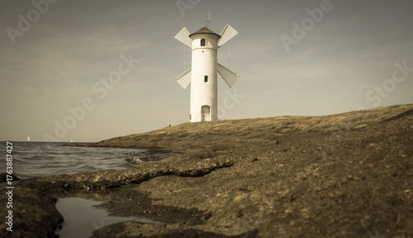 Obraz Stawa Mlyny Lighthouse in Swinoujscie, Baltic Sea, Poland. 