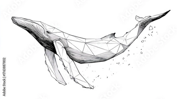 Fototapeta Geometric whale illustration