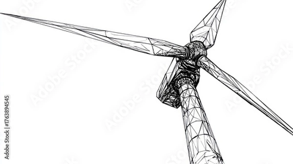 Fototapeta Wind turbine wireframe design