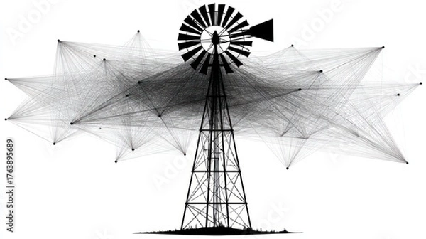 Fototapeta Windmill network illustration