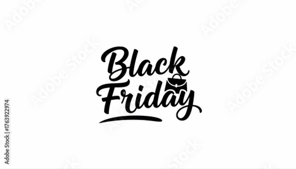 Fototapeta Black friday promotional design with stylized text and a handbag icon on a white background image design