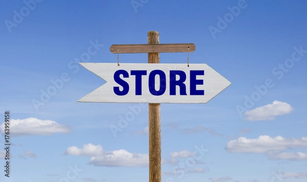 Obraz White wooden arrow with the inscription: Store