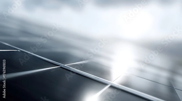 Fototapeta solar panels reflecting sunlight, renewable energy future, clean power generation