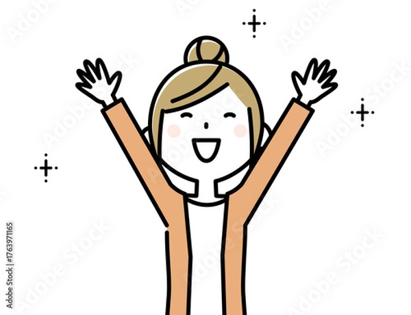 Fototapeta 若い女性　ママ　バンザイ