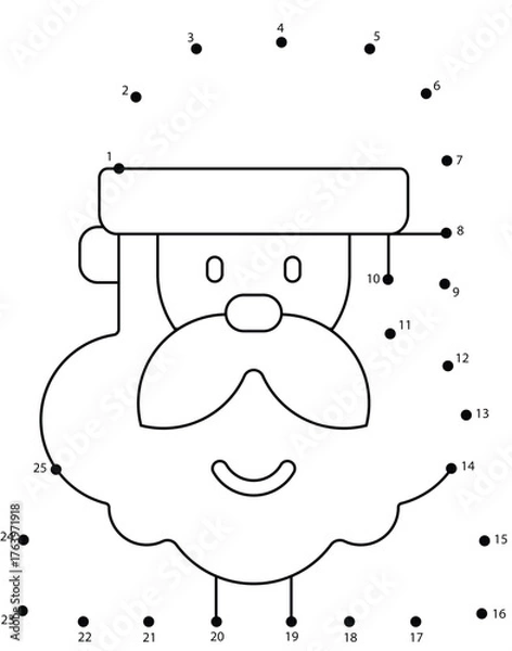 Fototapeta Christmas Connect the Dots Coloring Page for Kids | Christmas Dot to Dot
