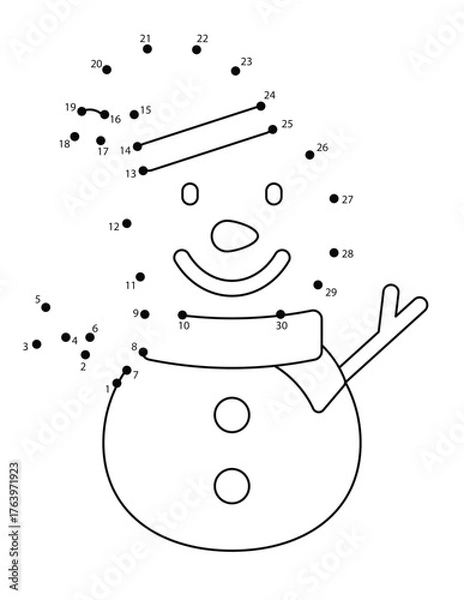 Fototapeta Christmas Connect the Dots Coloring Page for Kids | Christmas Dot to Dot