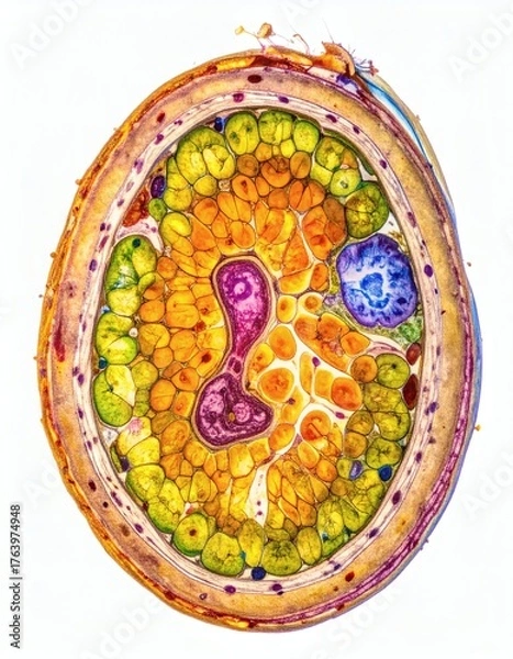 Fototapeta Microscopic Cross Section Roundworm Ascaris Lumbricoides Anatomy, isolated on white background
