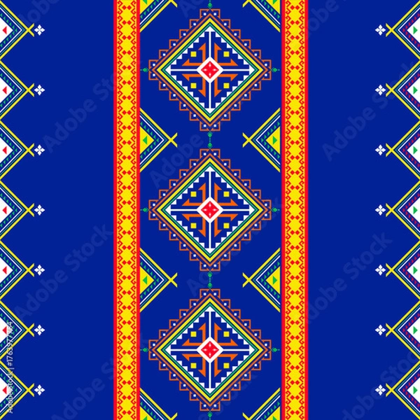 Obraz Repeating seamless border Ikat ethnic abstract geometric  pattern 