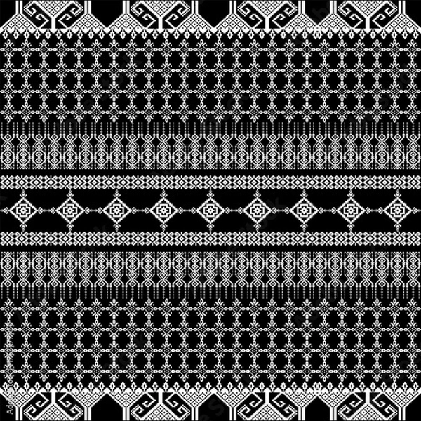 Obraz Repeating seamless border Ikat ethnic abstract geometric  pattern 
